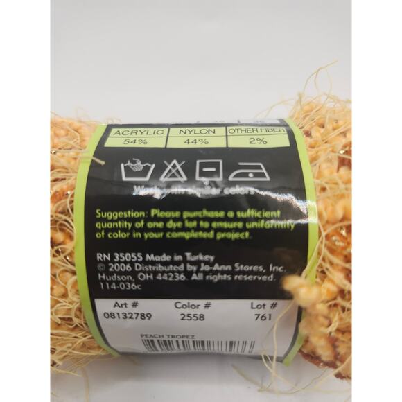 Sensations Tropez Yarn Peach Tropez Novelty Metallic Textured 50g 38 yds Skein - Picture 4 of 8